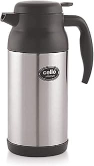 Cello Armour Vacuum Insulated Carafe | Hot and Cold Flask | Vacuum Insulated Tea/Coffee Pot | 1600ml, Black (Stainless Steel)