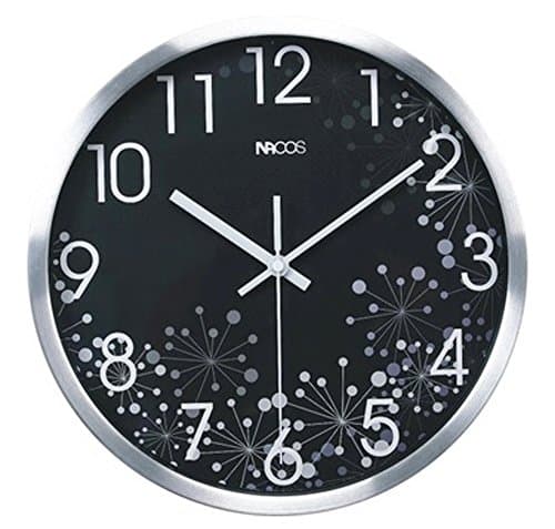 JustNile Modern Creative Round 12-inch Non Ticking Wall Clock - Mono Fireworks