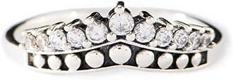Story Jewellery Antique Crown Promise Rings for Women, Silver Plated Cubic Zirconia Vintage Princess Crown Tiara Rings, Birthday Christmas Valentines Gifts