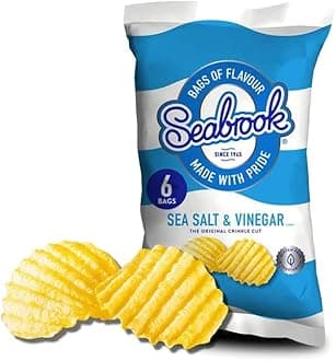 Chips Crisps Bags Collections - Deliciously light & Crispy Chips Bags (2 Packs, Seabrook Salt & Vinegar (6 x 25g))
