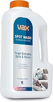 Vax SpotWash 1L Spot Cleaning Solution, Upholstery Carpet Stain Remover Shampoo, Rose Burst Scent, Neutralises Odours, ‎1-9-143091, White