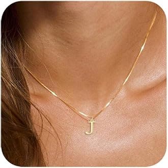 RLMOON Silver Gold Initial Necklaces for Women Dainty Letter A-Z Necklace 14K Gold Plated Tiny Initial Pendant Name Necklaces Personalized Women Gift