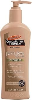 Cocoa Butter Body Lotion Natural Bronze Vitamin E - Gradual Tanning 24-Hour Moisturizer 250-ml (Bottle Color May Vary)