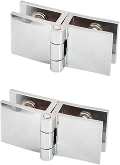 2 PCS 180 Degree Glass Door Clip Clamp Hinges No Drilling Glass to Glass Hinge for Glass Thickness 5mm - 8mm