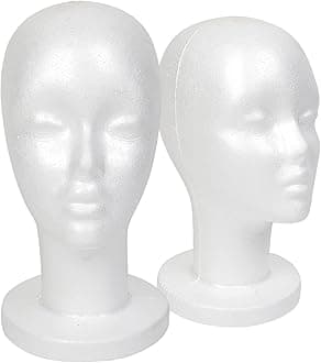 STUDIO LIMITED 11.4-Inch Styrofoam Mannequin Head (2 Pack) – White Foam Wig Display Stand for Wigs, Hats & Hairpieces, Professional Salon and Cosmetology Use