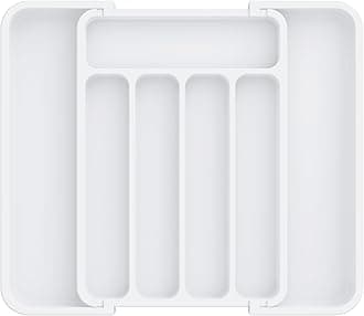 AUJEN Silverware Organizer - Expandable Kitchen Drawer Organizer, Adjustable Utensil Organizer, Cutlery Drawer Organizer for Forks, Knives, Multipurpose Kitchen Organizers and Storage Solution, White