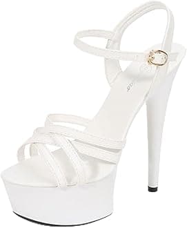 YekgfuD Shoes Women Stiletto Sandals Striptease Walking Show Sandals Model High-Heeled Shoes Sandals Platform Wedding Shoes Female New Heel Height 15Cm/5.9In