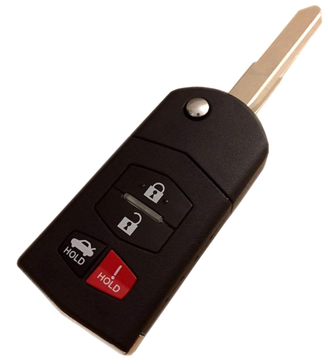 RSFOW 4 Button Replacement Flip Remote Key Case Fob Shell Compatible With Mazda 3 5 6 RX8 CX-7 CX-9 MX-5 Miata RX-8 No Chips