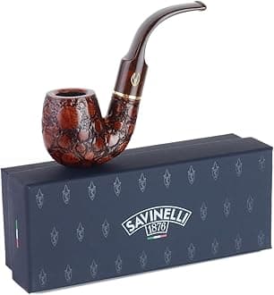 Pipes Alligator Collection 614 Oom Paul - Colorful Hand Stained Italian Wood Briar Pipe, Handmade in Italy, 6mm (Brown)