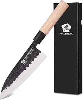 WILDMOK Left Handed 7 Inch Deba Knife German Stainless Steel Sashimi Knife Asian Usuba Salmon Knife for Left Handed
