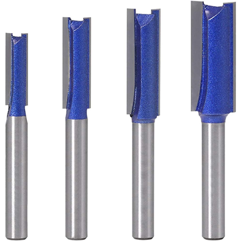 4pcs Straight Cut Router Bits 1/4-Inch Shank Double Flute Straight Router bit Set