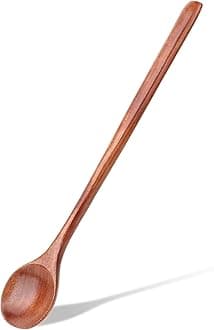 cobee 10.8 Inch Long Handle Wooden Spoons, Korean Spoon with Handle Spoon for Cooking, Wood Soup Spoons for Korean Food Soup Cooking Mixing Stirring Kitchen Tools