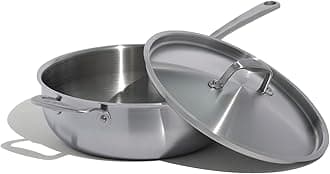 Made In Cookware - 5 Quart Stainless Steel Saucier Pan - 5 Ply Stainless Clad - Professional Cookware - Crafted in Italy - Induction Compatible