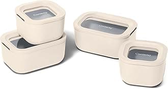 Mini Food Storage 11pc Set - Glass Storage Containers for Food - Non-Toxic Ceramic-Coated Glass - Air Release Technology - Compact & Stackable Design - Cream