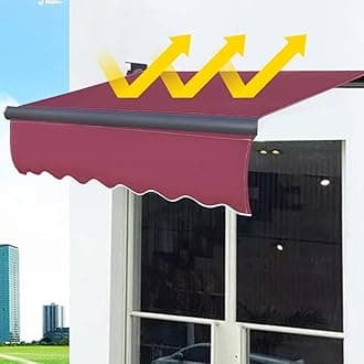 Retractable Patio Awning Replacement Fabric Cloth, Durable Exterior Sunshade Canopy Cloth, Waterproof Awning Cover Shelter For Yard, Deck, Balcony - UV Protection (Color : Rosso, Size : 16' x 10'/4.