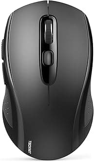 TECKNET Bluetooth Mouse, 4000DPI Wireless Mice for Laptop 2-in-1(BT 5.0/3.0+2.4Ghz) Computer Portable PC Mouse Wireless with USB Receiver for Mac (USB-A+Bluetooth, Light Black)