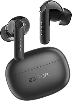 EarFun Air Life Wireless Earbuds, Deep Bass Earphones with 12mm Drivers, Bluetooth 5.4, 35H Playtime, Fast Charge, 4 Mics AI Clear Calls, 30 Preset EQs, APP Customize, IPX5, Small Size Cozy Fit, Black