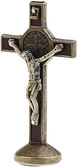 Crucifix Jesus Christ Cross Statue Figurine For Car Home Chapel Decor - Bronze