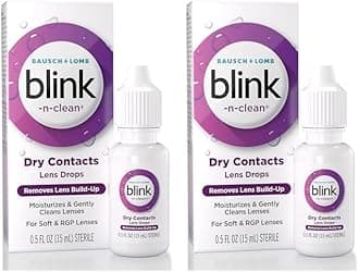 Blink-N-Clean Lens Drops, Rewetting Drops for Contact Lenses, Instant Dry Lens Moisturizing, for Soft & RGP Lenses, 0.5 fl oz (Pack of 2)