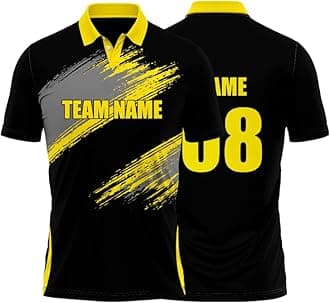 Daily OrdersCricket Polo Collar Sports Jersey for Men with Team Name, Name and Number Printed | Cricket t Shirts for Men Printed with Name | Cricket Jersey with My Name | DOdr1008-C01242023-C-POLO-60