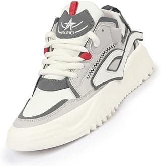 FAUSTO Men's Colorblocked Mid Top Chunky Lace Up Sneaker Shoes|Feather Lite Casual Shoes|Mid Ankle Sneaker Shoes