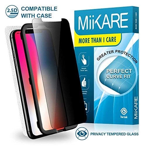 MiiKARE for iPhone XS/X Tempered Glass Screen Protector Case Friendly Privacy Filter Anti-Spy Anti-Scratches & Full Cover Carbon Fiber Back Skin Compatible With iPhoneXS/X