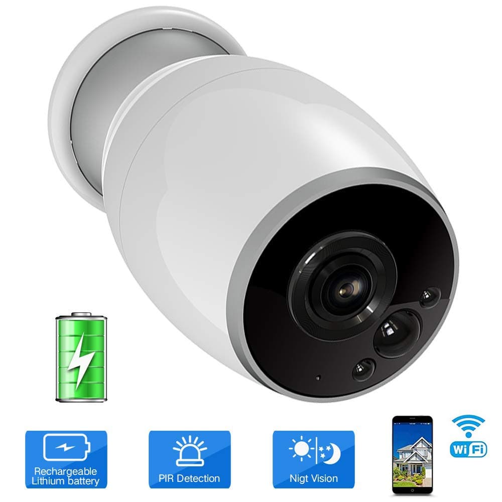 VIGICA Wire Free Security Camera Rechargeable Battery Wireless WIFI IP Bullet Camera Waterproof Outdoor 1080P, PIR Motion Sensor Alarm, Night Version, Two Way Audio, iOS Android Remote