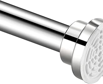 Telescopic Shower Curtain Rod：Never Rust 304 Stainless Steel Tension Spring Curtain Rod - Non-Slip Adjustable Tension Pole –No Drilling Extendable Pole (125-220cm)