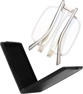 SKYOAK Evolved Folding Reading Glasses For Women Men Blue Light Blocking Anti UV Eyestrain Foldable Portable Compact Readers with Flat Hard Case Pocket Computer glasses 1.25 CLEAR