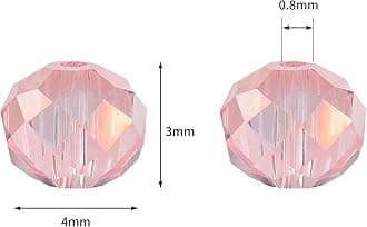 Novborcz 4mmPink AB Rondelle Glass Beads for Jewelry Making 1200pcs Faceted Briolette Shape Crystal Spacer Beads Assortments Supplies Accessories for Bracelet Necklace for Wholesale
