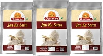 Ghotaram Satu Barley Jau Sattu Roasted Javvu Jow Satua|Hand Ground Barley Barlu Sattu Flour/Atta||Bhuna Jau dhani Sattu||Joo Sattu Chatu High in fiber Diabetic Friendly-720g(pac 3x 240g)