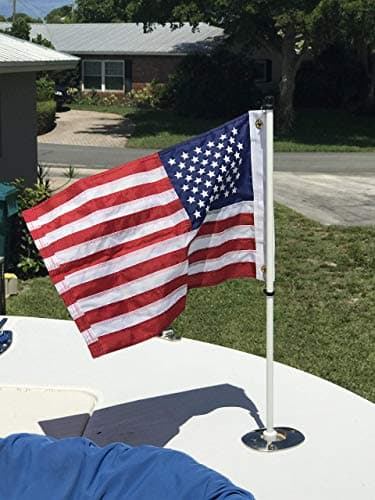 3 Foot Boating Flagpole for Rod Holders and/or Rocket Launchers and 12 inch x18 inch USA Flag Combo