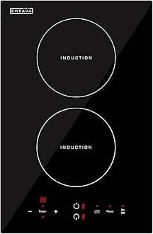 Electric Stove Induction Cooktop Vertical with 2 Burners Vitro Ceramic Smooth Surface Glass in Black 120V, 12 Inch