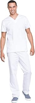 Cherokee Men and Women Scrub Set, V-neck Scrub Top with Drawstring Pants WW530C