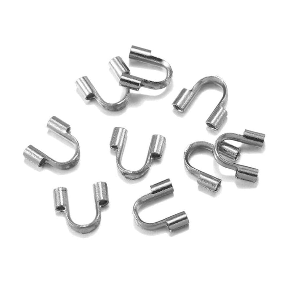 100pcs Adabele 304 Grade Stainless Steel Wire Guard Thread Protector Loop Guardian Terminator Cable Thimble Small 0.5mm Hole for Craft Jewelry Making SJF253-1