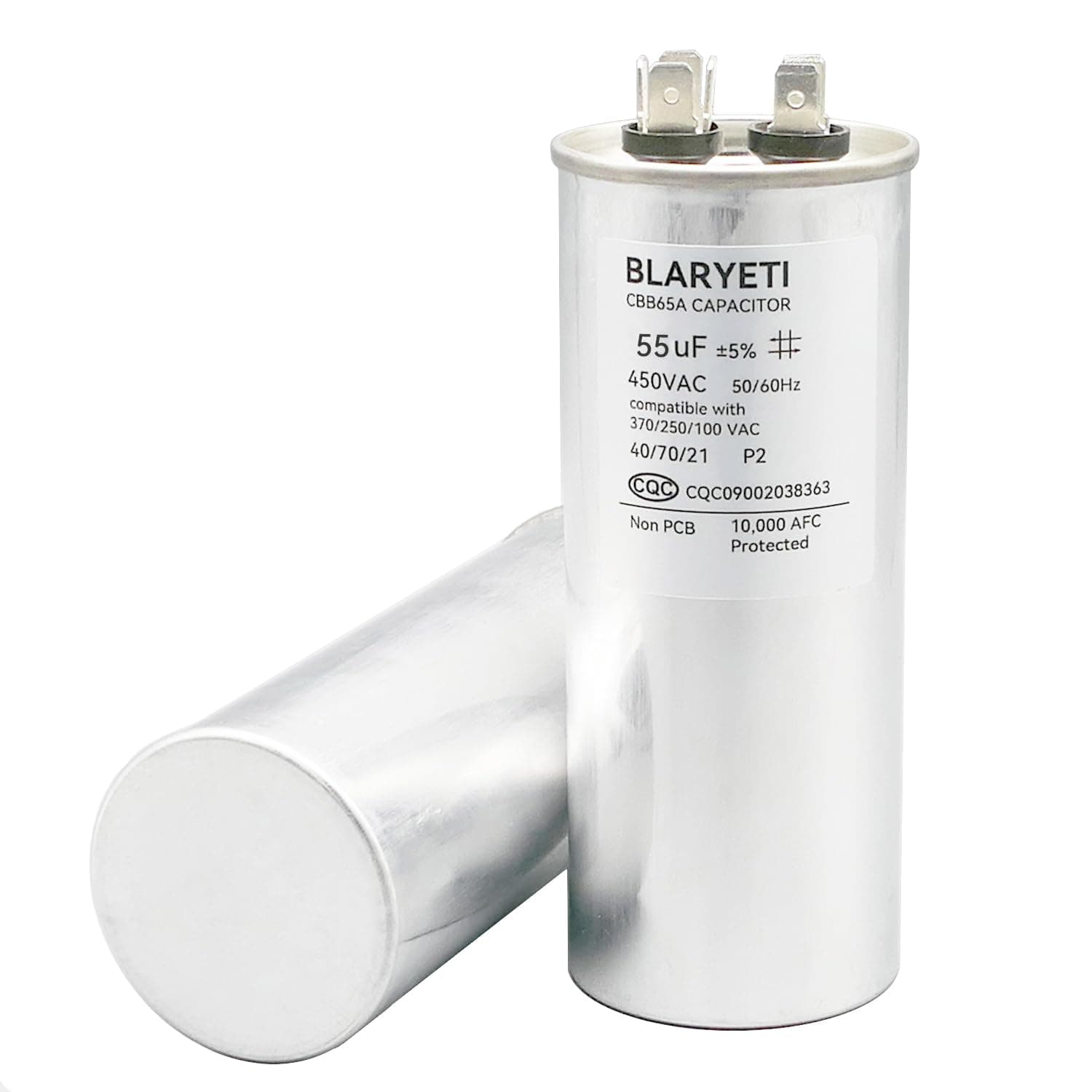 CBB65 55uF 55MFD Motor Start Capacitor Run Capacitor for Air Conditioner Heat Pump or Air Condenser AC 450V/370V/250V/100V 50/60Hz ±5%