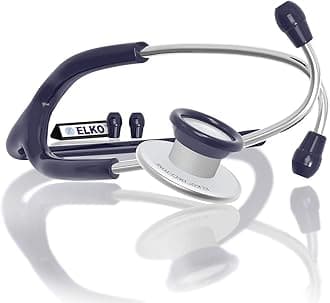ELKO EL-130 DECI-TONE Aluminium Head Acoustic Stethoscope For Doctors, Nurses & Medical Students | Dual Head Lightweight Chest Piece With U-Shaped Latex-Free PVC Tubing | Soft Sealing Ear Knobs (Blue)