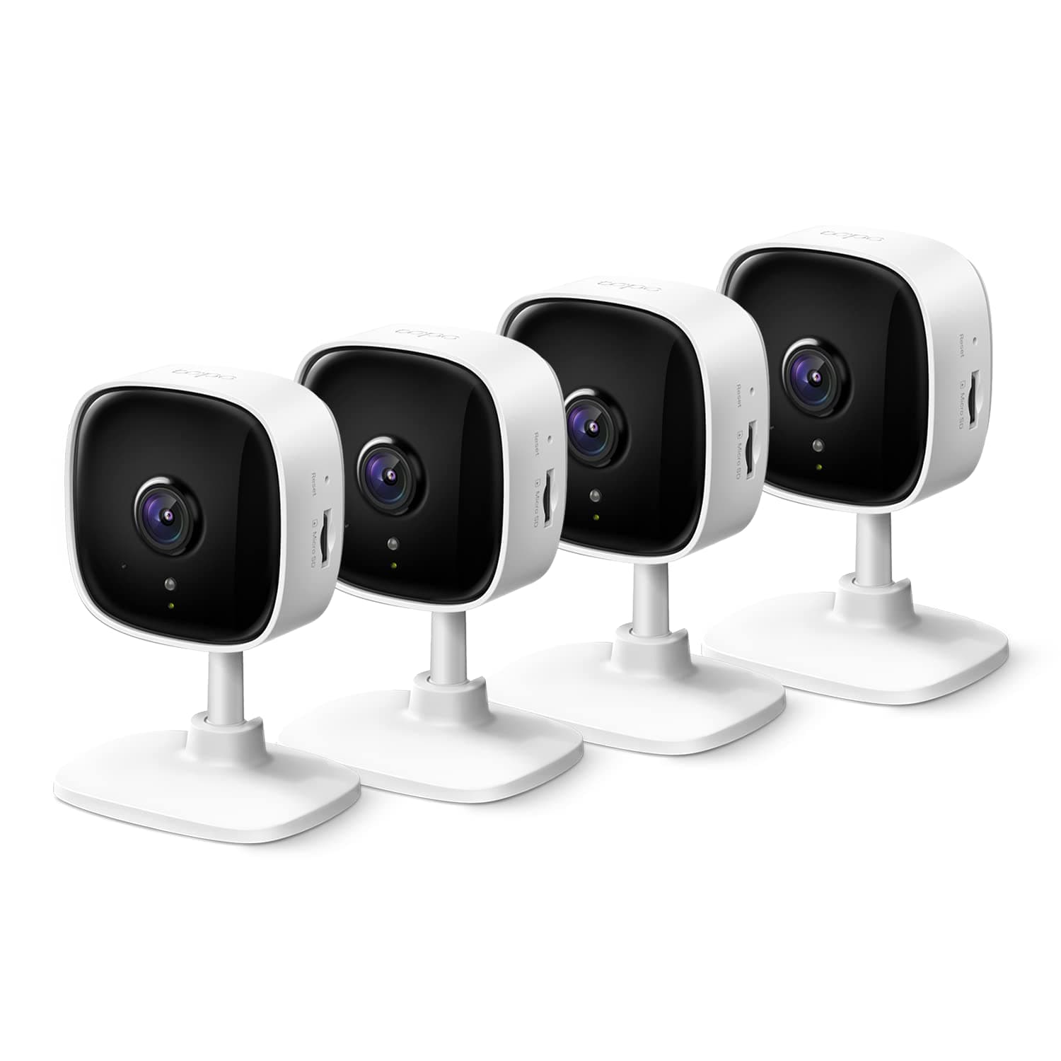 Tapo 2K Indoor Wired Security Camera - Works as a Baby Monitor & Pet Camera, Person/Motion/Baby Cry Detection, 2-Way Audio, Siren, Subscription-Free Local Storage or Optional Cloud, C110P4 (4-Pack)