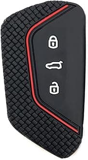 Key Fob Cover Silicone Key Case Protective Sleeve Remote Accessories Compatible with VW Volkswagen MK8 Golf 8 GTI Skoda Octavia 3 Button Car Key