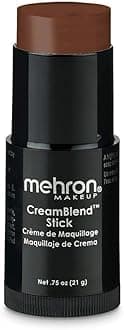 Mehron Makeup CreamBlend Stick | Face Paint, Body Paint, & Foundation Cream Makeup | Perfect for Halloween .75 oz (21 g) (Sable Brown)