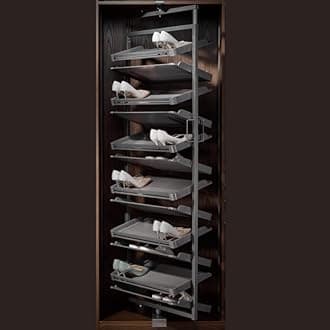 Wardrobe Accessories 12 Layer 360 Degree Rotating Revolving Aluminum Alloy Shoe Rack Storage Self Organizer (GRAY)