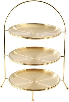 1set 3 Tiers Stainless Steel Cupcake Stand Cake Display Stand Reusable Circular Cake Stand for Afternoon Tea Party Decorations