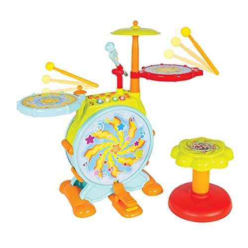 VANTAKOOL Big Toy Drum Set for Kids with Microphone – Educational Musical Instrument Playset for Toddlers, Includes Drumsticks, Bass Drum & Pedal, Colorful, Fun & Stimulating Music Kit for Toddlers