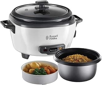Russell Hobbs Cuociriso, 6 Porzioni, Medium, 0.8L , Lavabile in Lavastoviglie, 300 W, Bianco, 27030-56