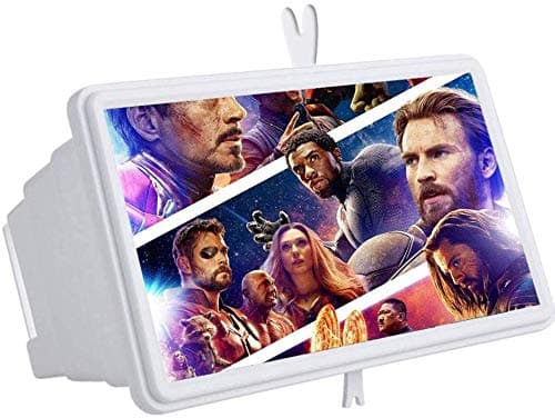 Peedeu 14" HD Stereoscopic Phone Screen Enlarger Projector,3d Screen Magnifier, Anti-Blue Radiation,Portable Home Cinema Cellphone Amplifier For All Smartphones (14" White)