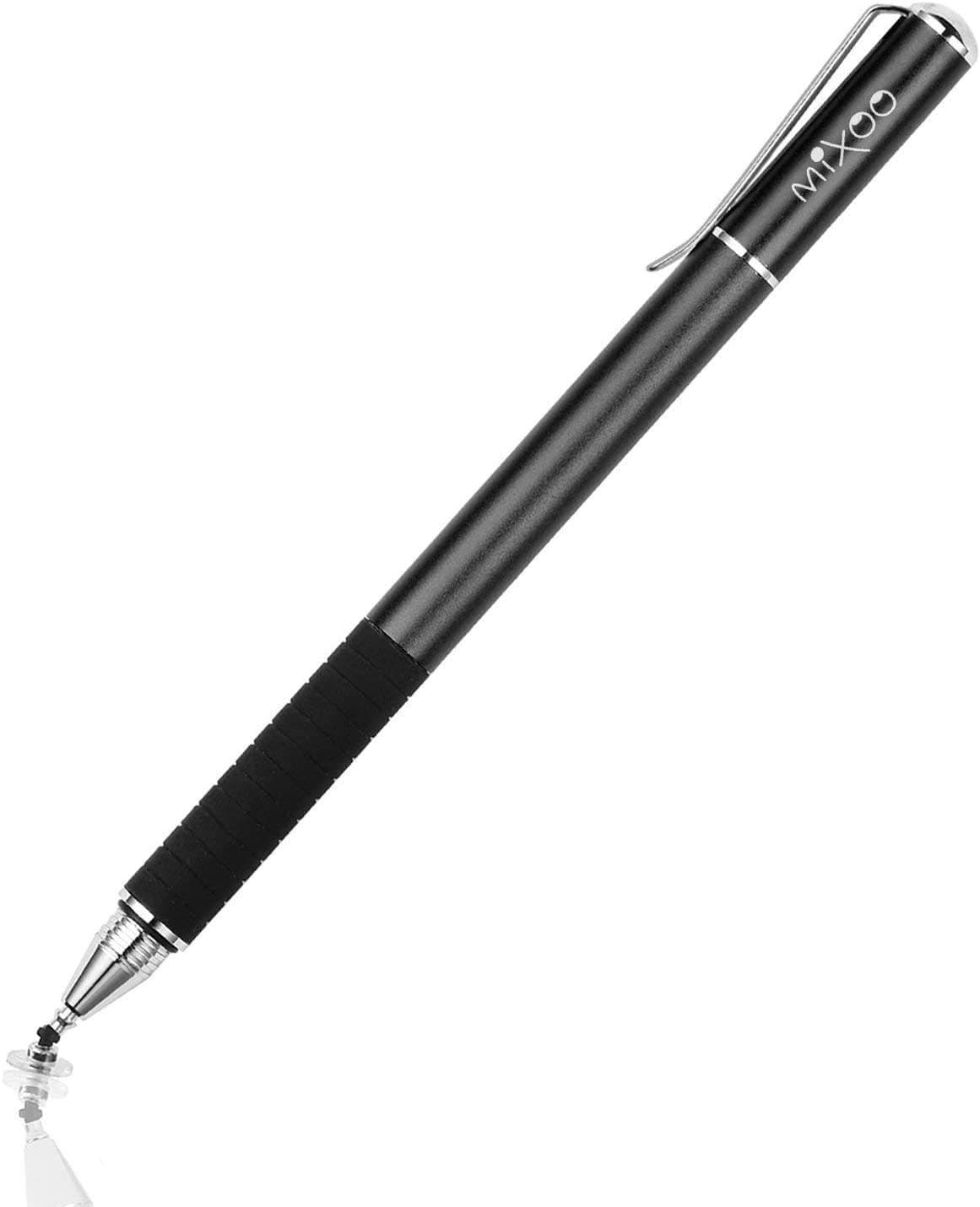 Mixoo Stylus Pen for Touchscreen, 2-in-1 Disc and Fiber Tip Sensitivity and Precision, Stylus for iPad, iPhone Tablet Phone Chromebook All Touch Screens Devices, Black