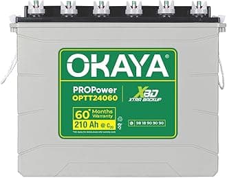 OKAYA PRO Power OPTT24060 210Ah Tall Tubular Inverter Battery for Home, Office & Shops with Certified Extra Backup | Spillage Free & Low Maintenance Design | 60 Months Warranty