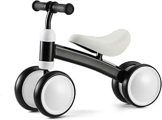 Baby Balance Bike for 1 Year Old Boys Girls, First Birthday Gift, 12-24 Months Toddler Bike, Toddler Balance Bike with 4 Silent Wheels, 1 Year Old Toys, Ride-on Toys, Children Walker No Pedal, Black