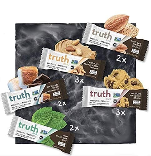 Truth Bar (Prebiotic + Probiotic) - Protein Pack (12 Bars) - Low Sugar, Diet Support,Gluten Free, 10g of Protein, High Fiber, Non-GMO, Soy Free, Kosher, Nutrition Snack Bar with Premium Dark Chocolate
