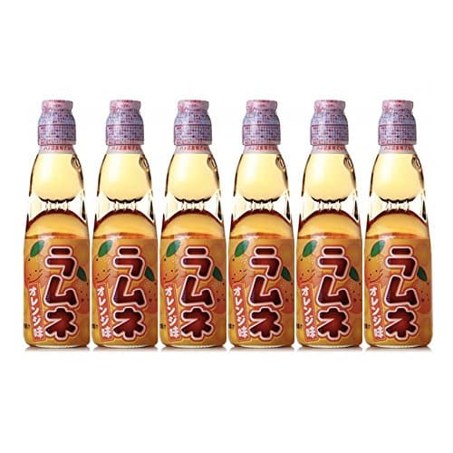 Hatakosen Ramune Soda - Orange Flavour 200ml (6 Bottles)